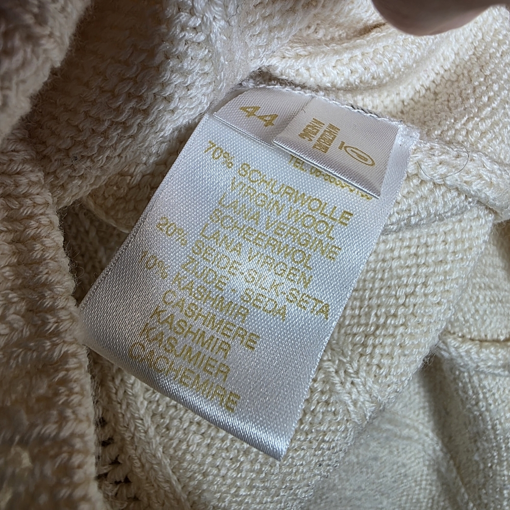 Escada Womens Ivory Wool Cashmere Blend Sweater Size 44 Large - Picture 9 of 10